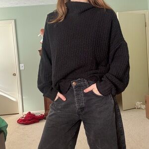 American Eagle Outfitters Black Cowl Neck Sweater